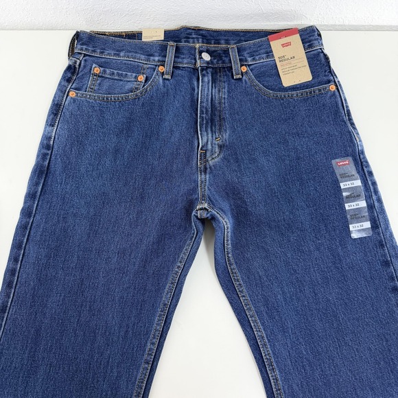 Levi's 505 Regular Jeans Mens 33x32 Blue Denim Straight Leg Medium Wash - Picture 3 of 13